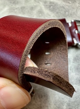 耐水耐汗！单层头层手工牛皮表带19mm20mm21mm22毫米真皮表链