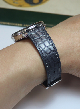 快拆真美洲鳄鱼皮表带莫兰迪灰色18mm20mm21mm22mm象灰色真皮表带
