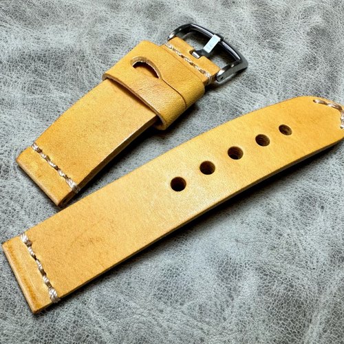 手工22mm植鞣革牛皮表带