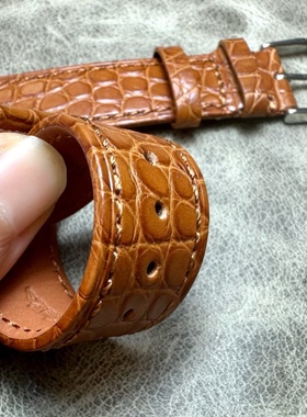 少量清货卖！薄款浅棕黄色薄款美洲鳄鱼真皮表带20mm22mm皮表带