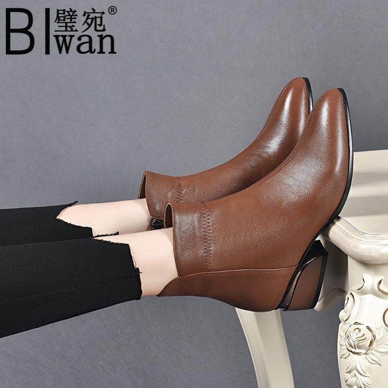 正品真皮短靴女鞋秋冬新款低跟尖头软底马丁靴加绒保暖大码棉皮鞋,女鞋,时装靴,淘宝优惠券,粉丝福利购,淘宝优惠卷