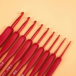 红色软柄钩针工具手工diy编织毛衣围巾钩织套装 满20 包邮
