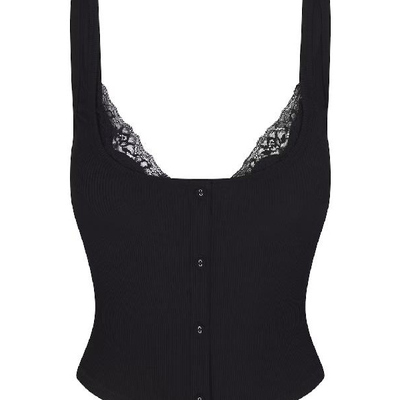 PTOY* 两件套TANK TOP 卡戴珊同款蕾丝内搭显瘦修身性感背心套装