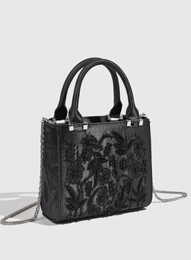 2025新款国风轻奢花卉刺绣手提包时尚精致女包通勤斜挎包