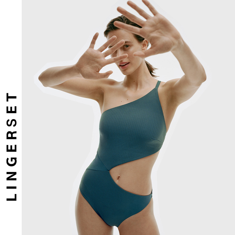 法国Passionata斜肩一体式泳衣女