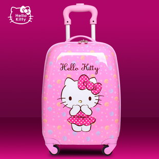 高档凯蒂猫儿童行李箱女孩可爱卡通旅行箱18寸万向轮拉杆箱可坐可