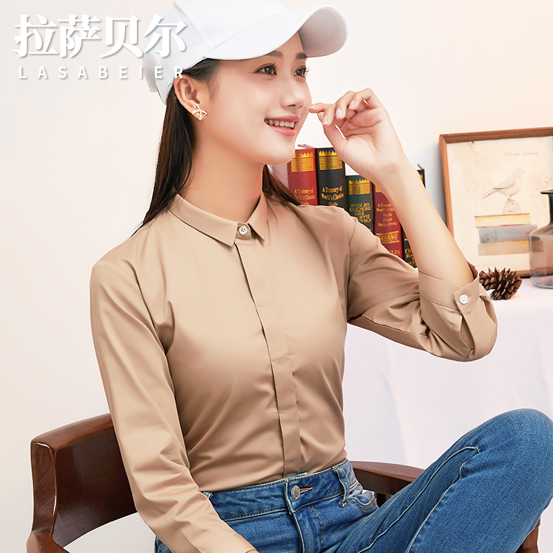 新品工作服2022新款韩范修身面试中袖衬衣秋季职业白衬衫女七分袖