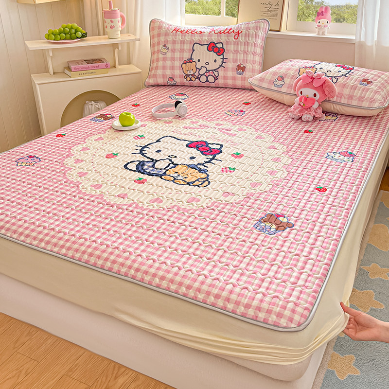 hellokitty冰丝乳胶席两三件套床笠款式kt猫夏季空调软席子可机洗