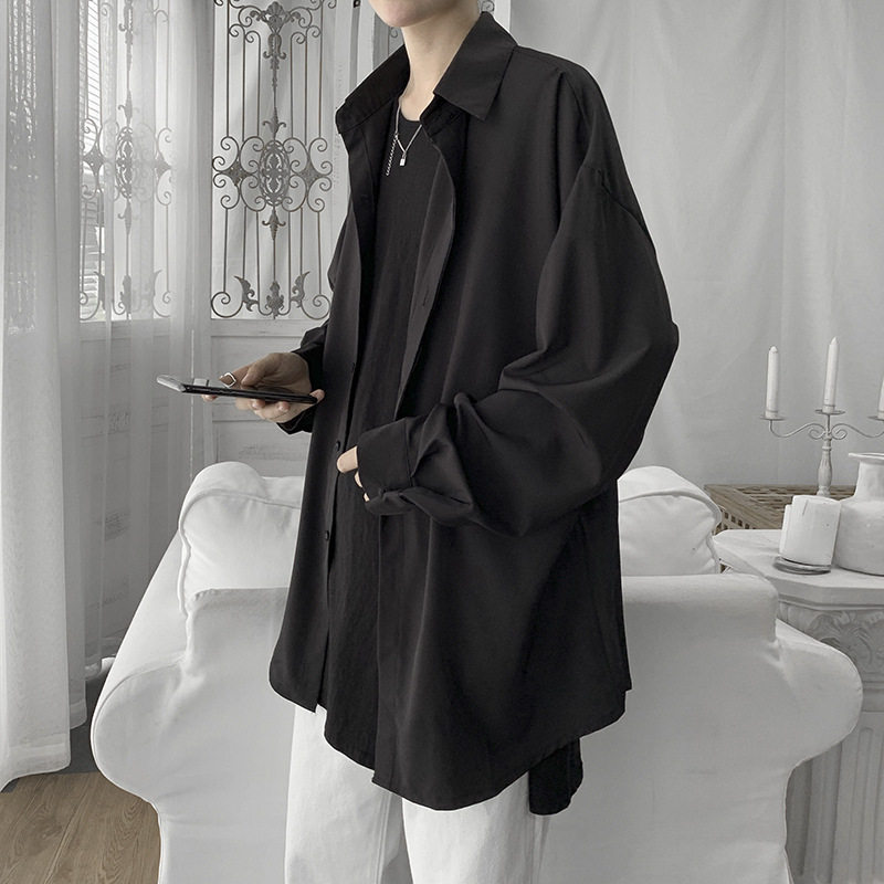 老弟学穿搭春季新款纯色翻领休闲衬衣男宽松长袖上衣青年衬衫潮,男装,衬衫,淘宝优惠券,粉丝福利购,淘宝优惠卷