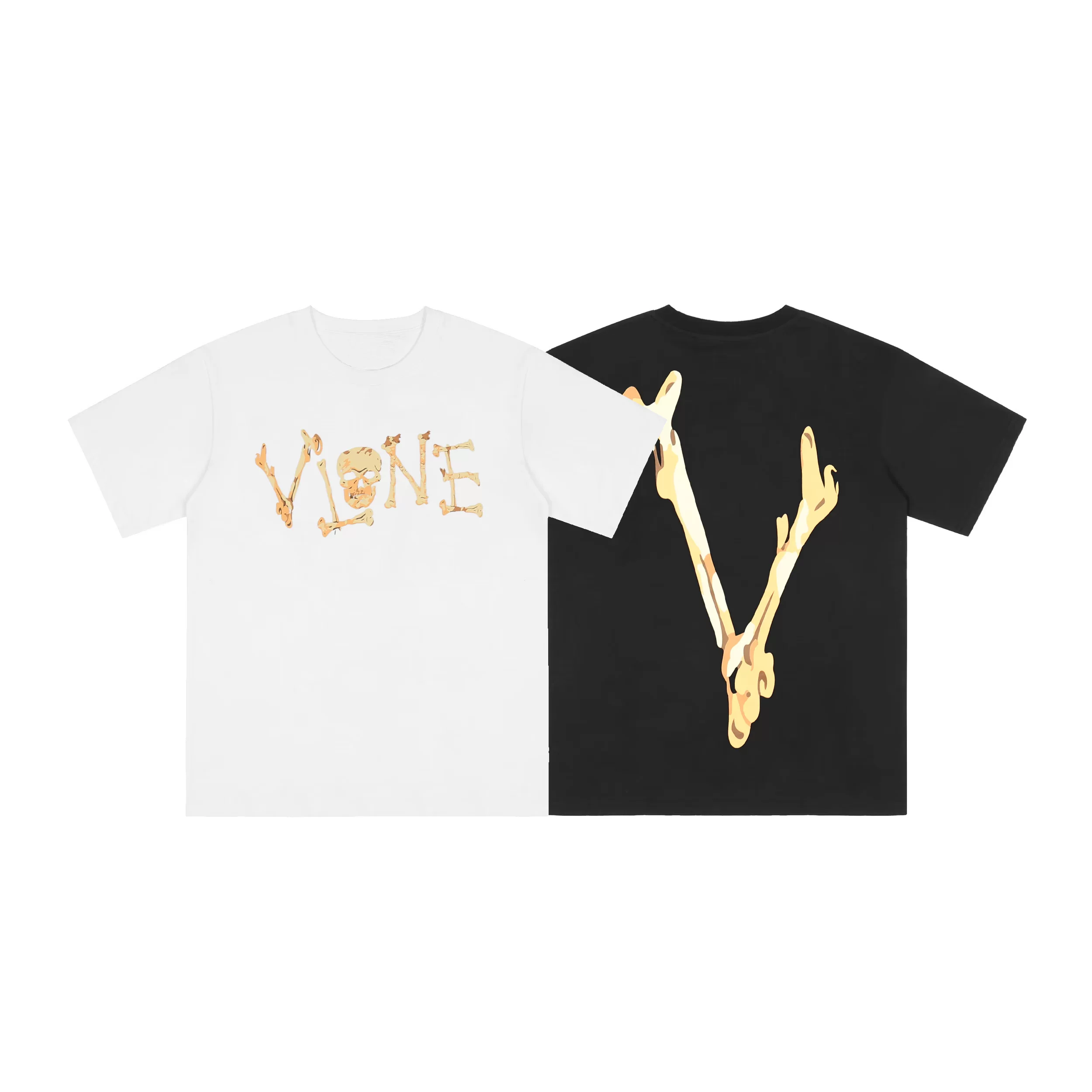 VLONE Staple нишевая фирменно-креативная кость череп американская повседневная уличная свободная тяжелая футболка с коротким рукавом