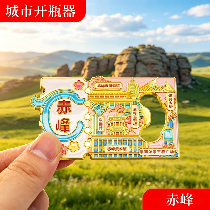 赤峰冰箱贴金属创意磁吸开瓶器中国城市文创旅游纪念礼品礼物批发