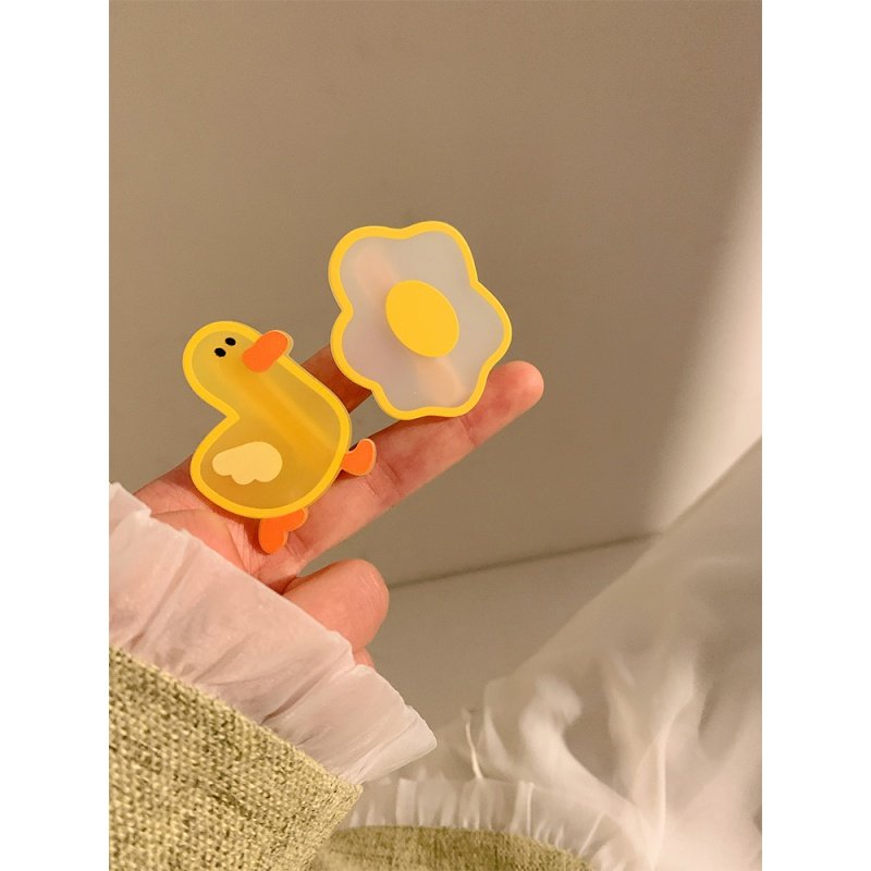 超萌可爱卡通小黄鸭荷包蛋pom pom发夹女刘海侧边儿童发卡头饰