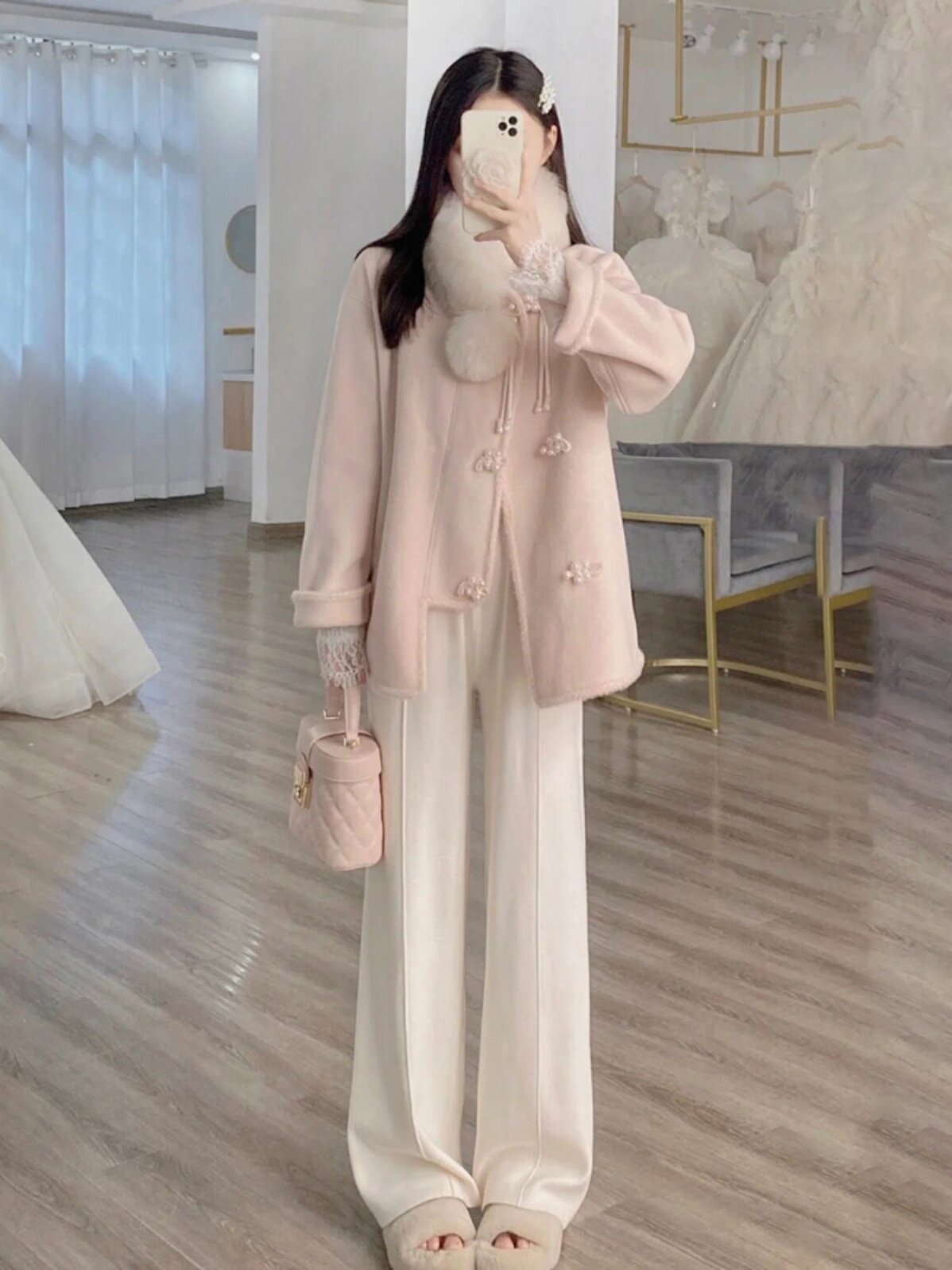 PREGNANT WOMEN AUTUMN AND WINTER 2023 NEW TEMPERAMENT CELEBRITY SMALL FRAGRANCE SUIT SEASON NEW CHINESE DISC BUTTON WOOLEN COAT HIGH-END