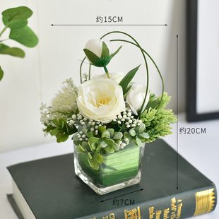 玻璃花瓶仿真假花茶几桌花客厅酒店餐厅饭店前台会议宴会桌面摆件