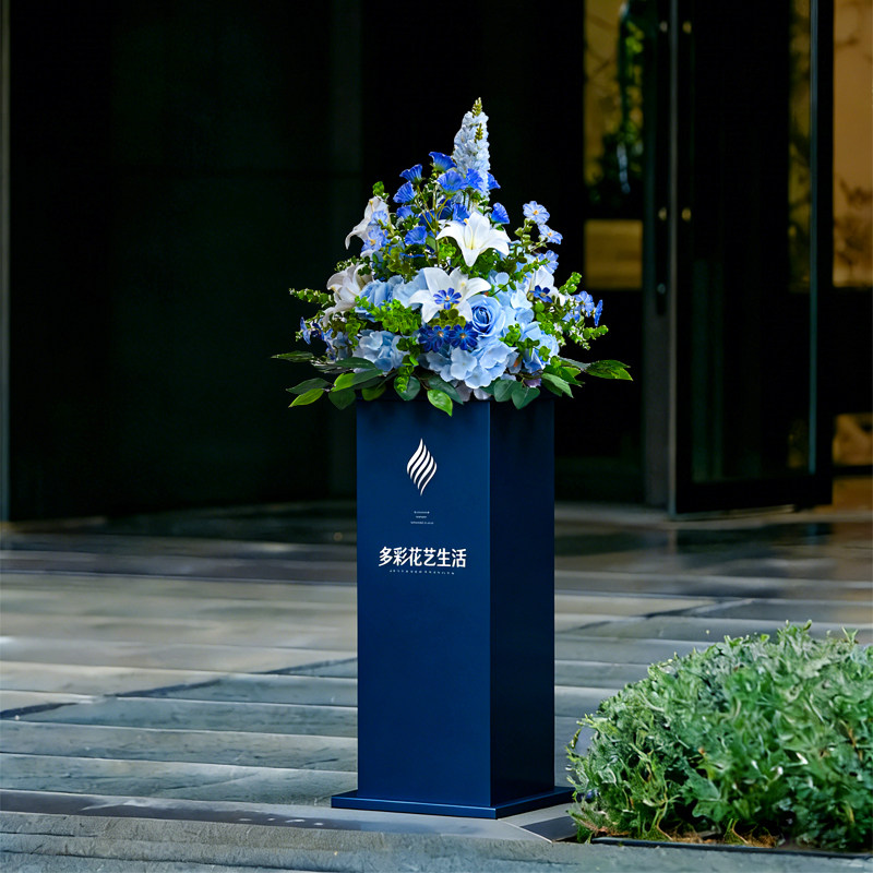 店铺周年庆开业庆典立柱花球仿真花楼盘交付商务活动剪彩布置摆花