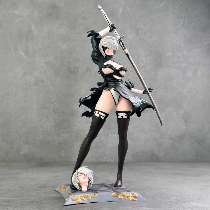 HUNTER机械纪元天使2B小姐 游戏女神双头雕天使尼尔模型摆件批发