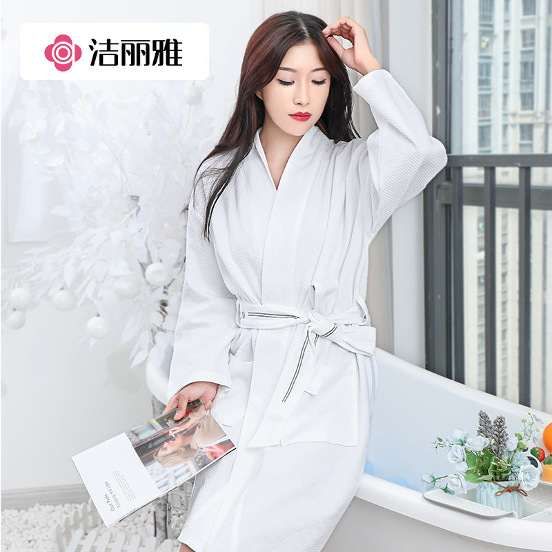 洁丽雅纯棉华夫格浴袍