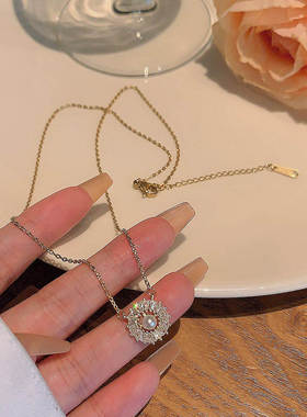 韩国新款简约精致超闪锆石项链女