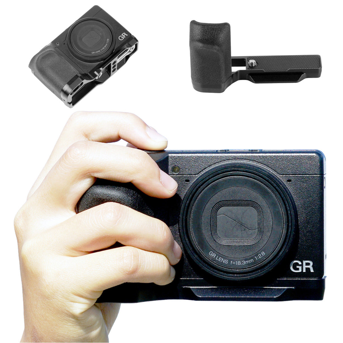 理光GRIV相机手柄铝合金底座快装版荔枝纹硅胶手握感更舒适