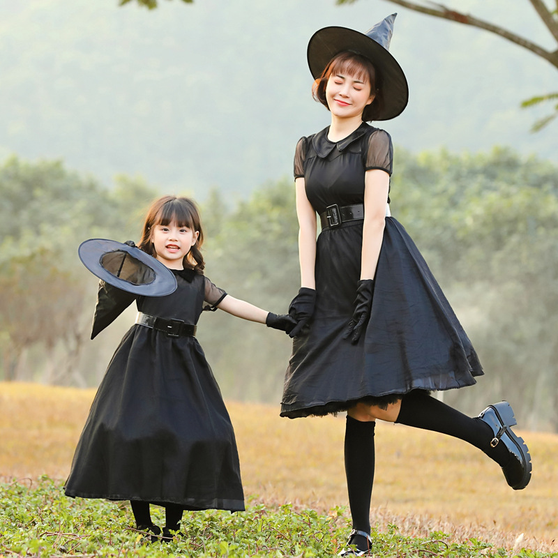 万圣节成人亲子魔法女巫裙cosplay角色扮演化妆舞会暗黑巫婆服装