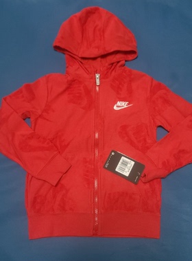 酷动城正品Nike耐克 小童棉质休闲撞色大LOGO连帽外套 86F439 U10