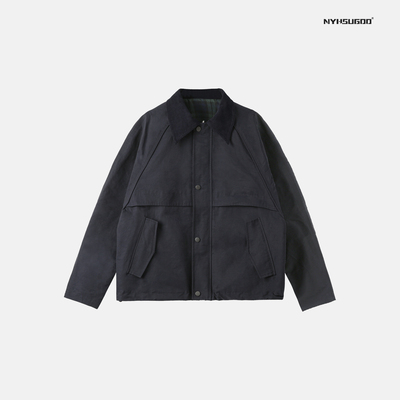 南乙NYHSUGOO 男士复古两面穿翻领夹克2025春季简约拼接外套3316