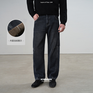 55068加绒牛仔裤 重磅480g重工怀旧工艺男士 南乙冬季 NYHSUGOO