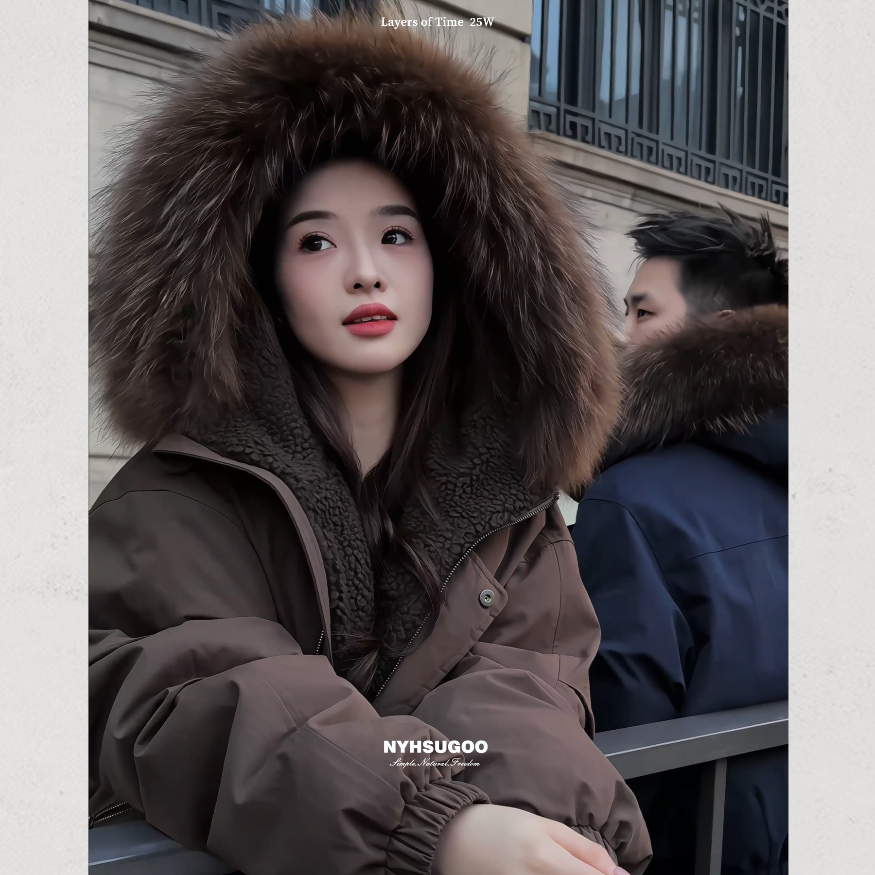 NYHSUGOO/南乙冬季貉子毛大毛领90白鸭绒连帽羽绒服55063男女同款