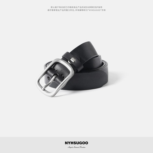 南乙NYHSUGOO手工打磨头层牛皮走制皮带做日工艺男士真皮腰带3916