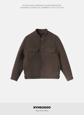 NYHSUGOO/南乙秋冬含绵羊毛面料经典胸贴袋立领夹克3871男士外套