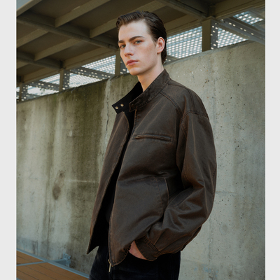 南乙NYHSUGOO复古风做旧双面穿夹克2025秋季酵洗磨破男装外套3602