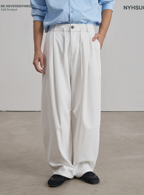 NYHSUGOO/南乙秋季100%棉340克斜纹面料休闲裤男士3913复古长裤