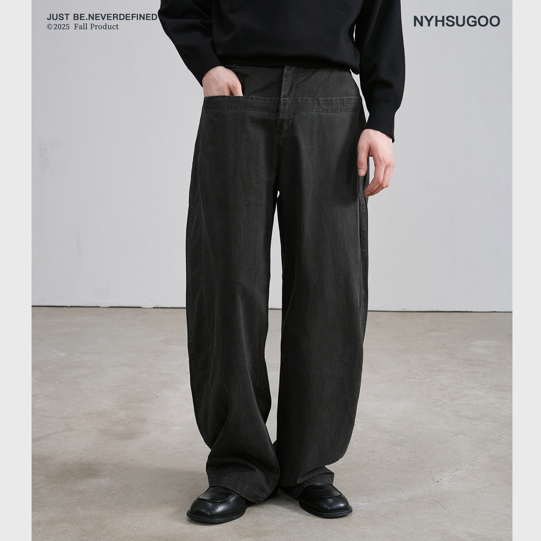NYHSUGOO/南乙100%棉220克双色纯棉棉布男士复古3746直筒休闲裤
