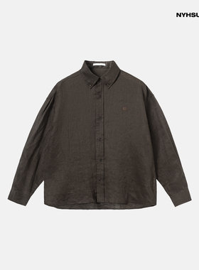 南乙NYHSUGOO老钱风亚麻衬衫2025夏季男士宽松男长袖衬衣外套3649