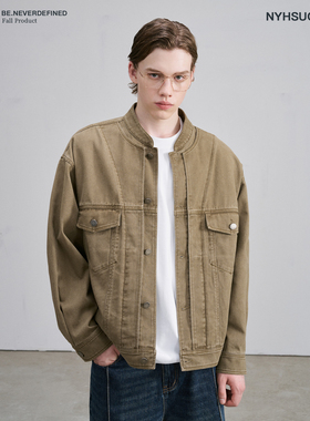 NYHSUGOO/南乙秋100%棉独特双层领牛仔外套炒盐工艺3800男士夹克