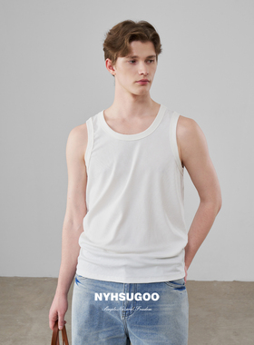 NYHSUGOO/南乙夏季莱赛尔背心男士百搭叠穿3705休闲重磅250G