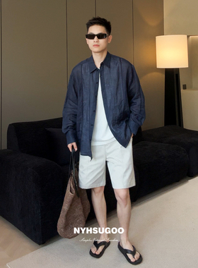NYHSUGOO/南乙轻薄新品100%苎麻衬衫夏季吸湿透气3752男士百搭