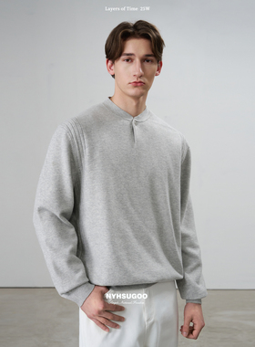 NYHSUGOO/南乙冬季28支色纺半开小立领针织毛衣55029男叠穿打底