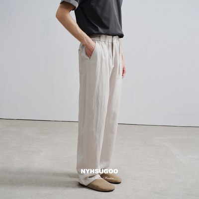 南乙NYHSUGOO莱赛尔夏季弯刀休闲裤男士新品宽松显瘦速干长裤3562
