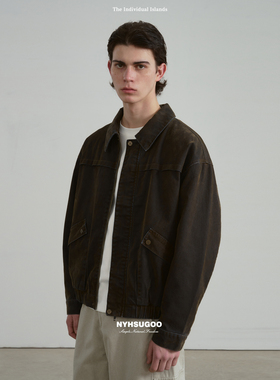 NYHSUGOO/南乙春季男士100%棉植绒水洗工艺夹克3903定制色外套