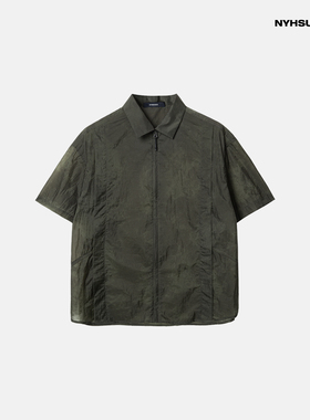 [清仓]NYHSUGOO/南乙夏季定制晕染印花男士轻薄短袖衬衫3729上衣