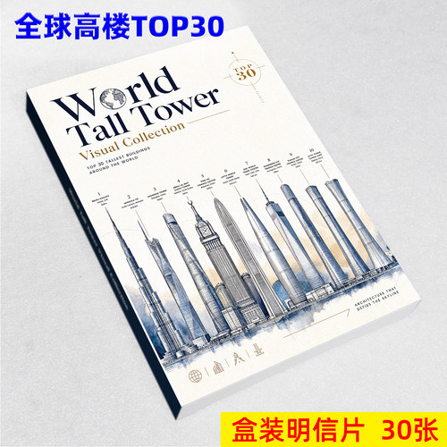 全球高楼TOP30明信片30张