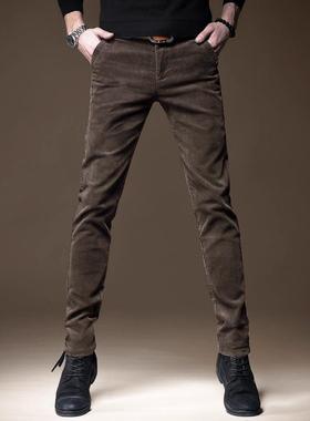 it neith BIAS潮牌商务加绒灯芯绒休闲裤男修身小脚弹力条绒男裤