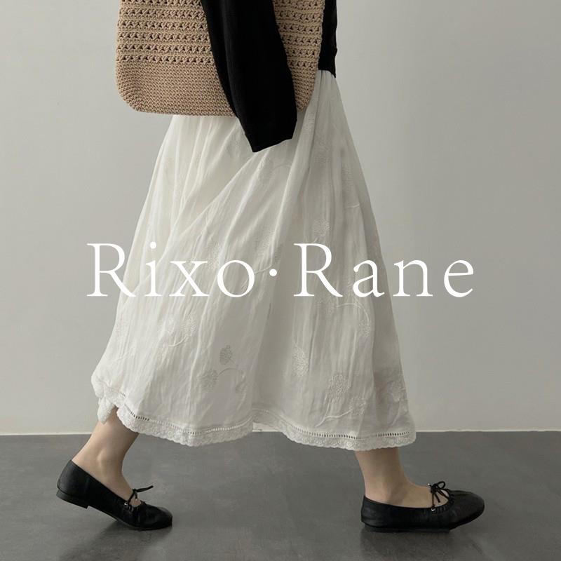 法国Rixo Rane法式轻奢⭐文艺超仙刺绣白色A字半身裙显瘦气质长裙