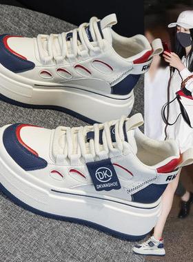 经典设计~【LW-Changer~】真皮高帮鞋女厚底增高加绒休闲运动老爹