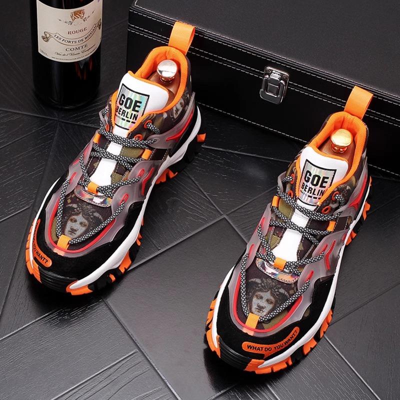 欧洲站男鞋子2024新款红色炸街老爹鞋男款高级感增高厚底透气运动