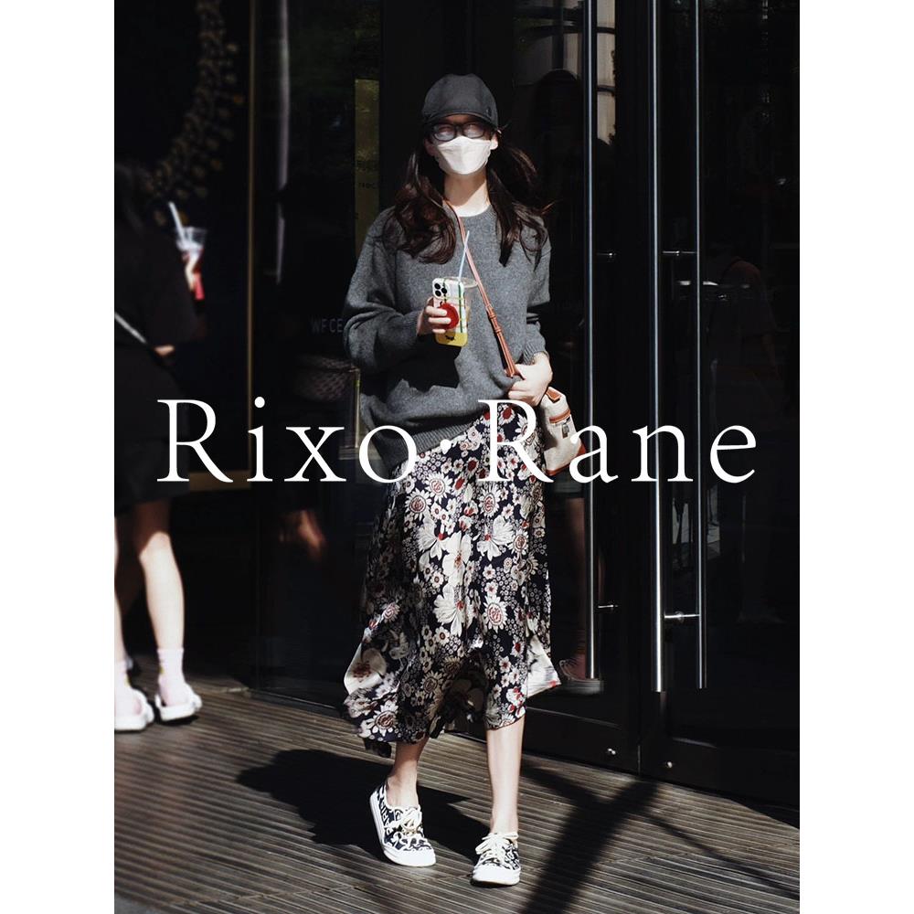 法国Rixo Rane 优雅高阶⭐法式覆古真丝印花百搭休闲长裙半身裙女