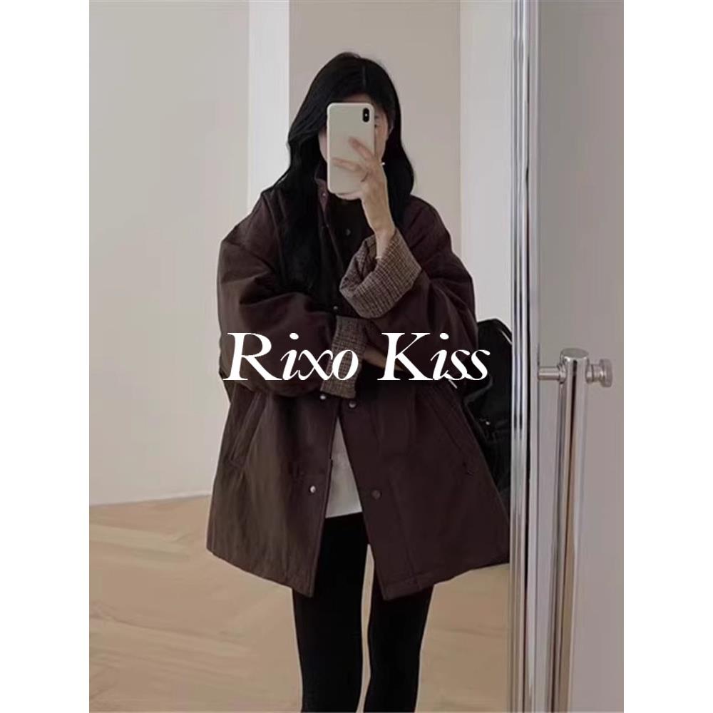 Rixo kiss 轻薄羽绒棉服女冬季 新款宽松休闲保暖中长款夹棉外套