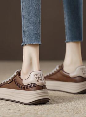 轻便十足~LW-Changer 棕色覆古板鞋真皮小白鞋女鞋平底单鞋运动鞋