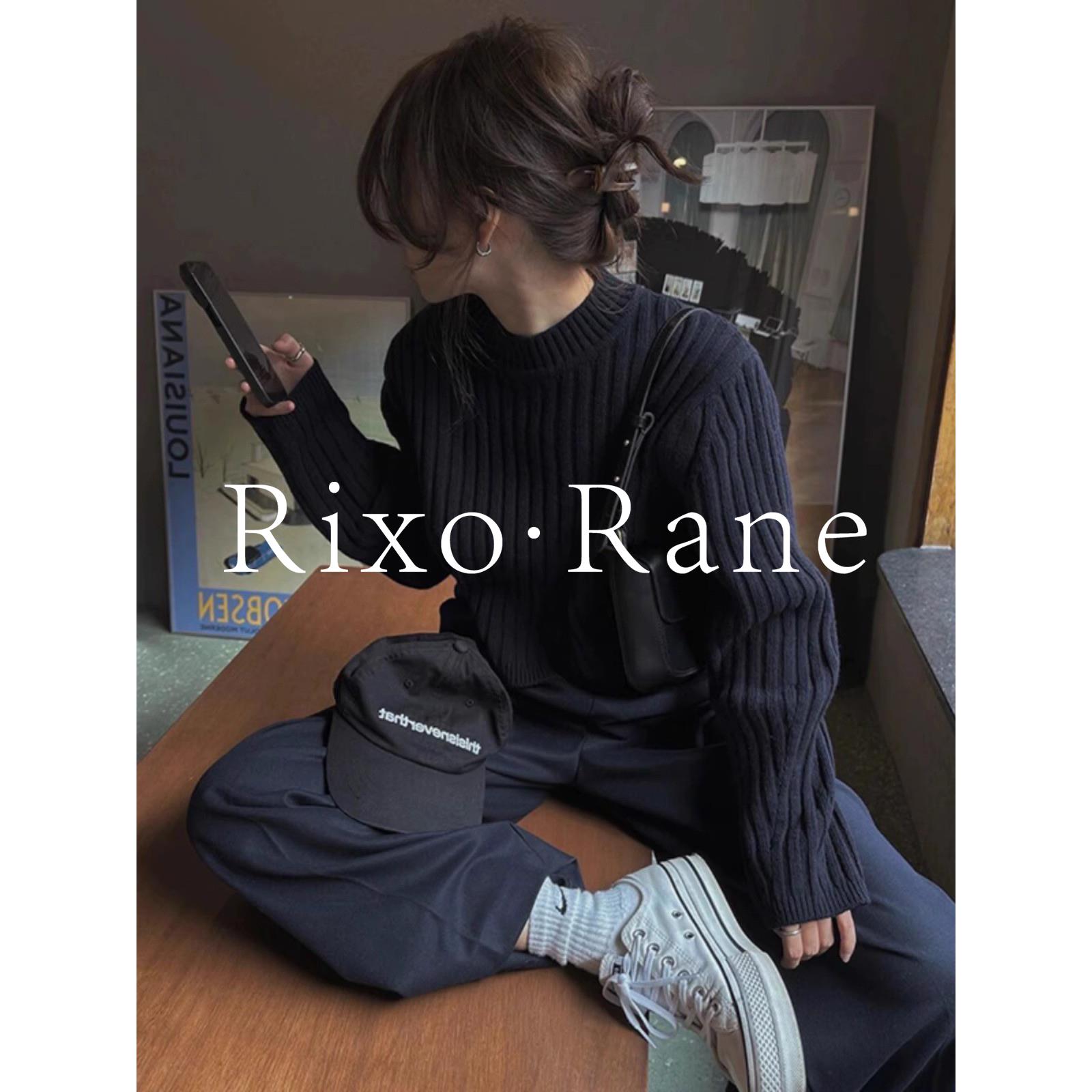 法国Rixo Rane 重磅推荐?复古黑色针织衫女打底百搭气质毛衣上衣